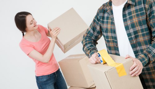 Packed household items prepared for a Brixton relocation