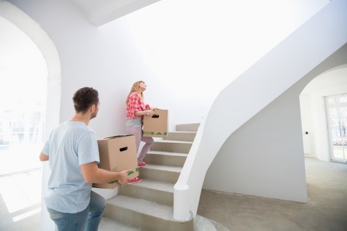 Packed boxes and household items prepared for same day removal